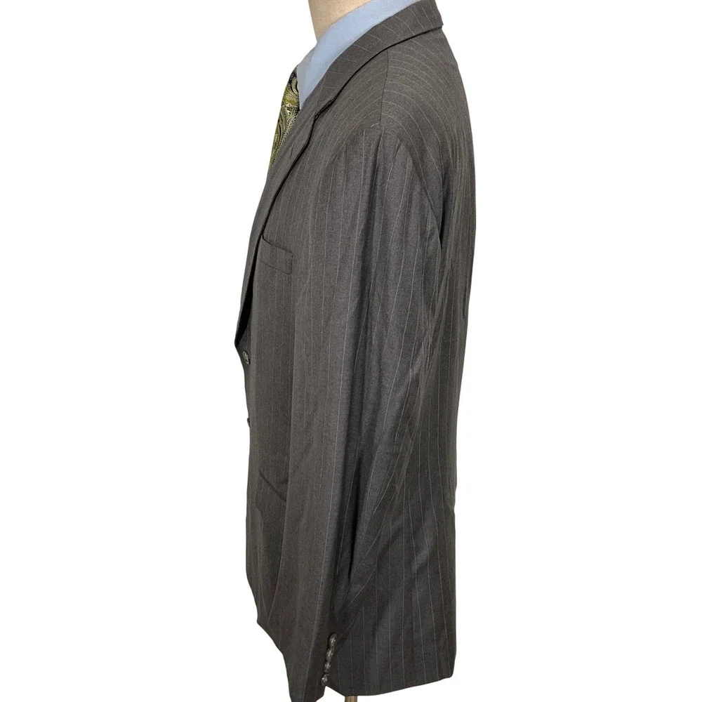 Hickey Freeman Blazer Mens 44R Gray Pinstripe Madison‎ Wool Suit Jacket USA VTG